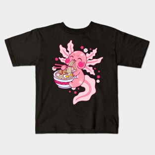 Axolotl Kawaii Ramen Noodles Japanese Kids T-Shirt